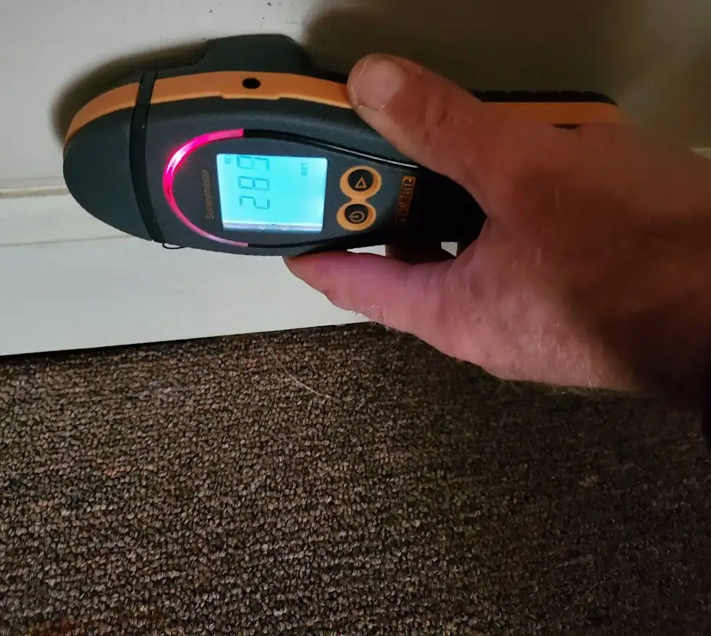 Moisture detection at baseboard during Mold Inspection & Testing in St. Joseph